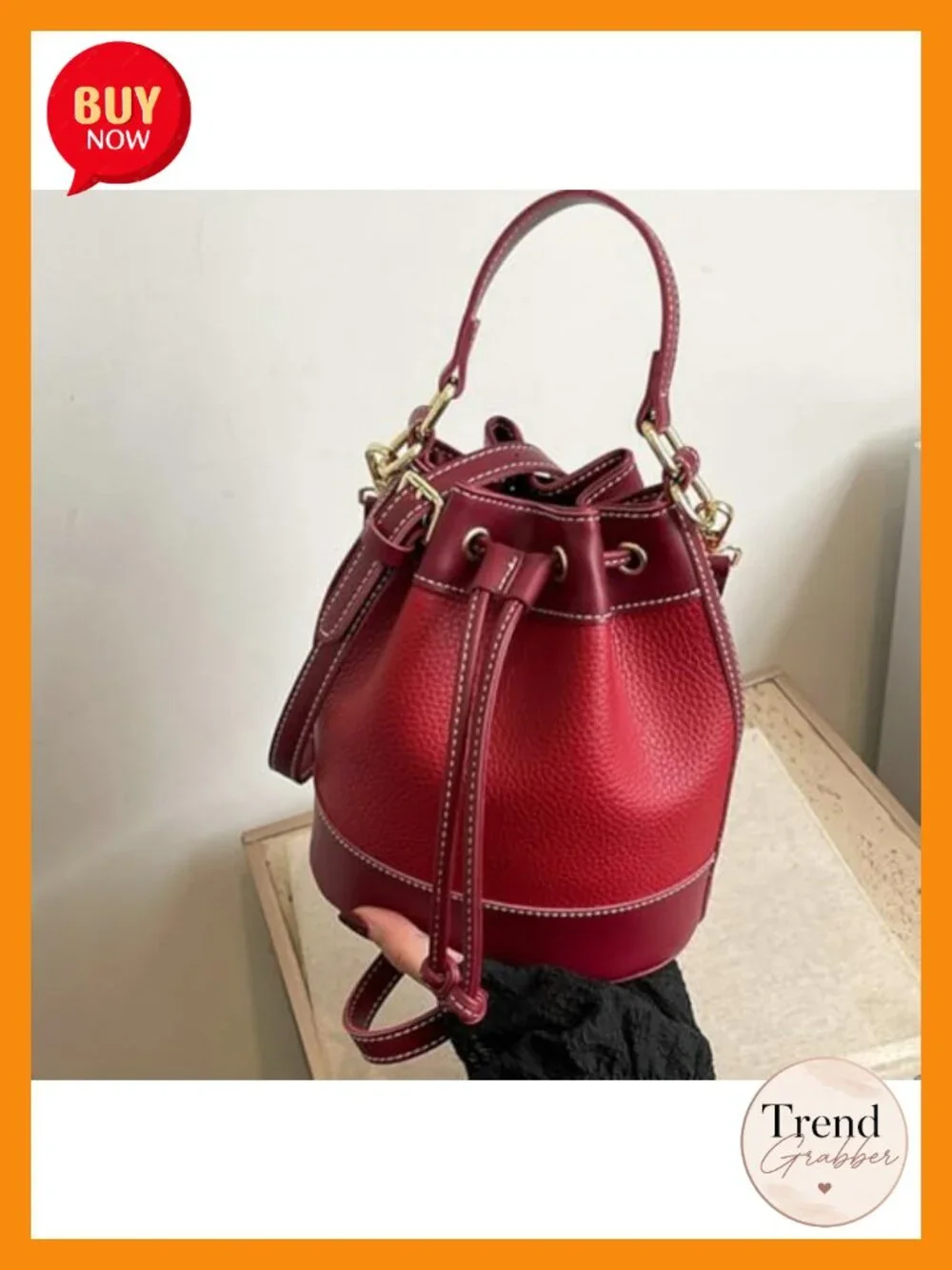 Retro Bucket Bag Drawstring Hobo Purse Adjustable Strap Lightweight Shoulder
